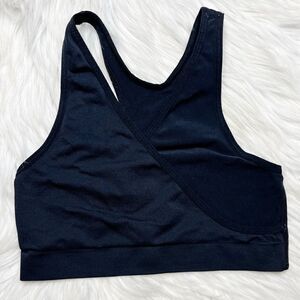 Basics Full Back Athletic Criss Cross sports Bra Black Size Medium